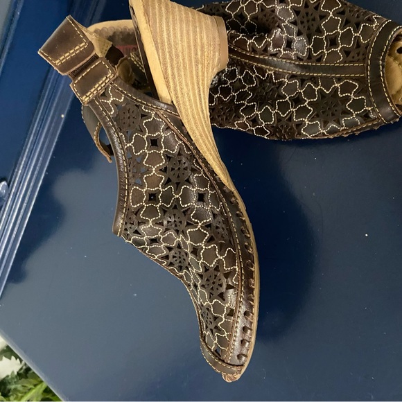 Pikolinos Brown Leather Peep-Toe Sandals size 8 - Picture 2 of 7